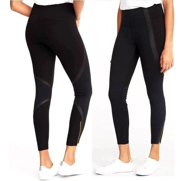 Old Navy Pants - Old Navy High-Rise 7/8-Length Ponte-Knit Ankle-Zip Moto Street Leggings Small